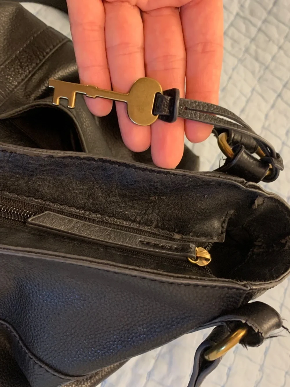 Fossil black leather handbag
